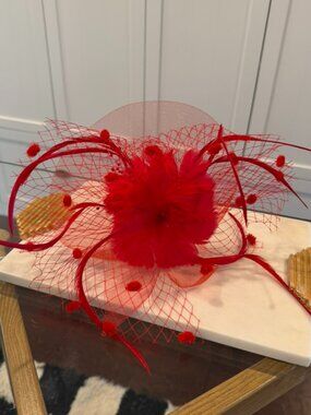 Handmade Floral & Feather Fascinator Headband - Wedding / Derby / Tea